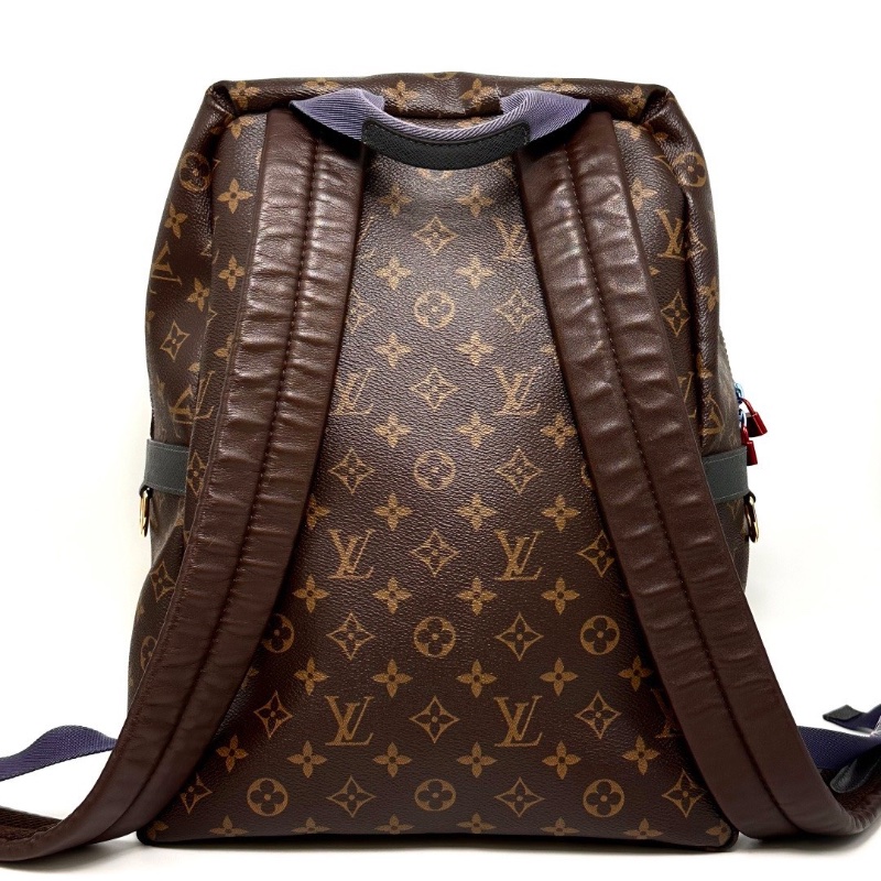 LV 18SS限量秀款Apollo老花字母藍條後背包30*32*16 98新配件塵袋-6