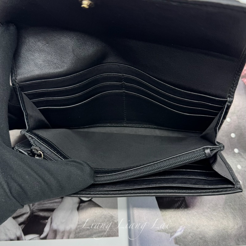 GUCCI 古馳Microguccissima 皮帶扣黑色長夾-7