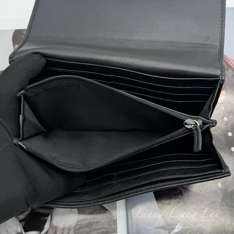 GUCCI 古馳Microguccissima 皮帶扣黑色長夾-8