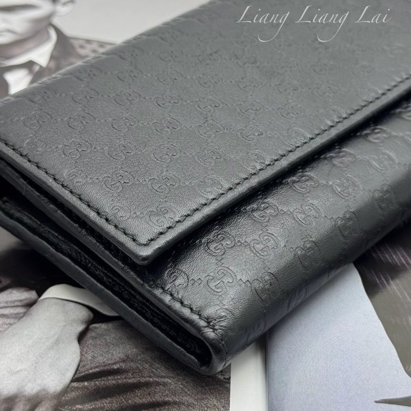 GUCCI 古馳Microguccissima 皮帶扣黑色長夾-22