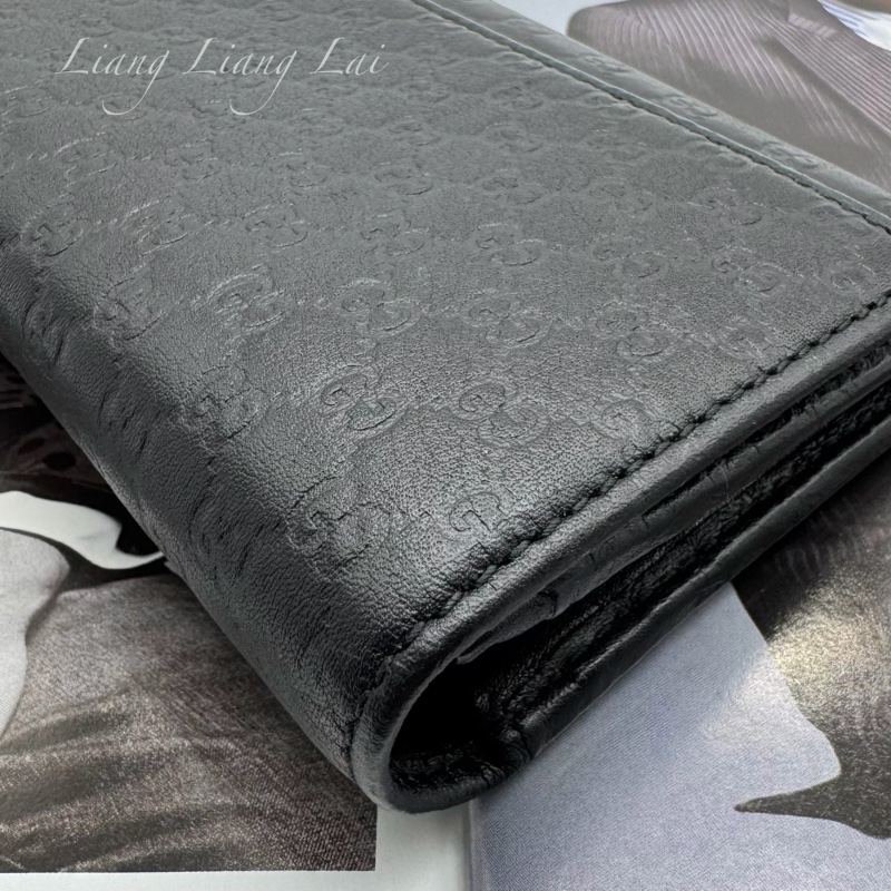 GUCCI 古馳Microguccissima 皮帶扣黑色長夾-23