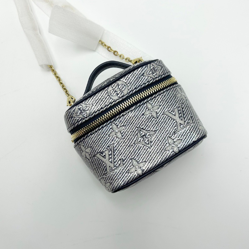LV Microvanity 藍白 老花肩背斜背鏈條包芯片款11*10*7.5 全新閒置配件盒子塵袋鏡子-3