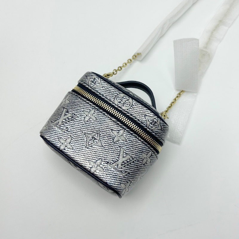 LV Microvanity 藍白 老花肩背斜背鏈條包芯片款11*10*7.5 全新閒置配件盒子塵袋鏡子-5