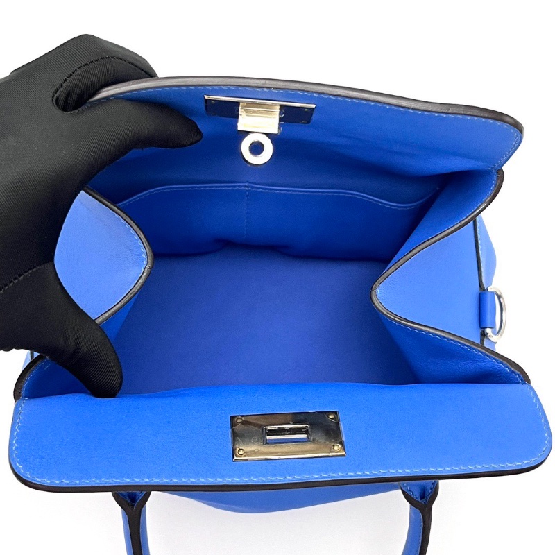 HERMES松石藍銀扣牛奶盒子toolbox20手提肩背包20*23*15 98新配件塵袋鎖鑰匙-2