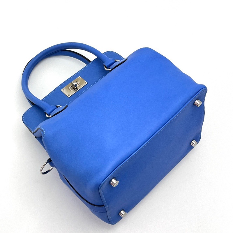 HERMES松石藍銀扣牛奶盒子toolbox20手提肩背包20*23*15 98新配件塵袋鎖鑰匙-5