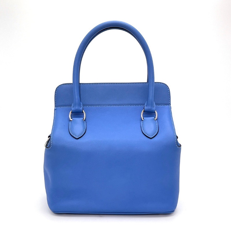 HERMES松石藍銀扣牛奶盒子toolbox20手提肩背包20*23*15 98新配件塵袋鎖鑰匙-6