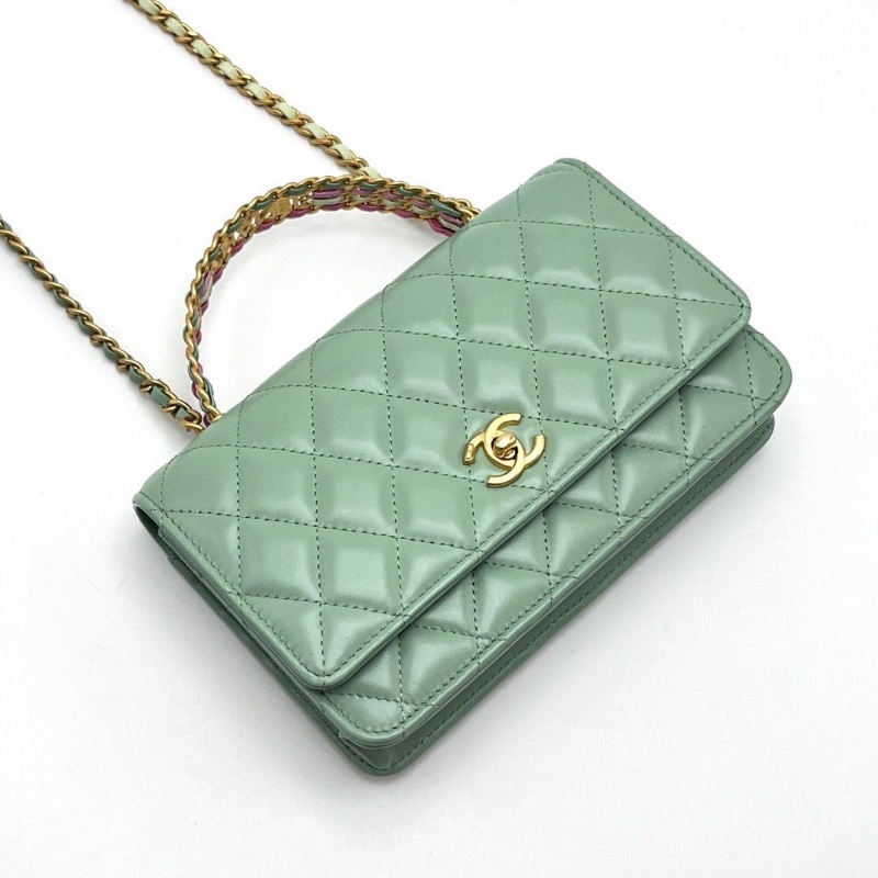 CHANEL236P薄荷綠 彩虹手柄手提肩背斜背包19*12*4 99新配件塵袋-3