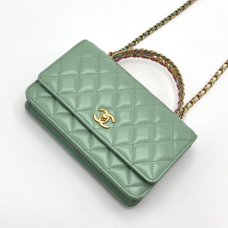 CHANEL236P薄荷綠 彩虹手柄手提肩背斜背包19*12*4 99新配件塵袋-6