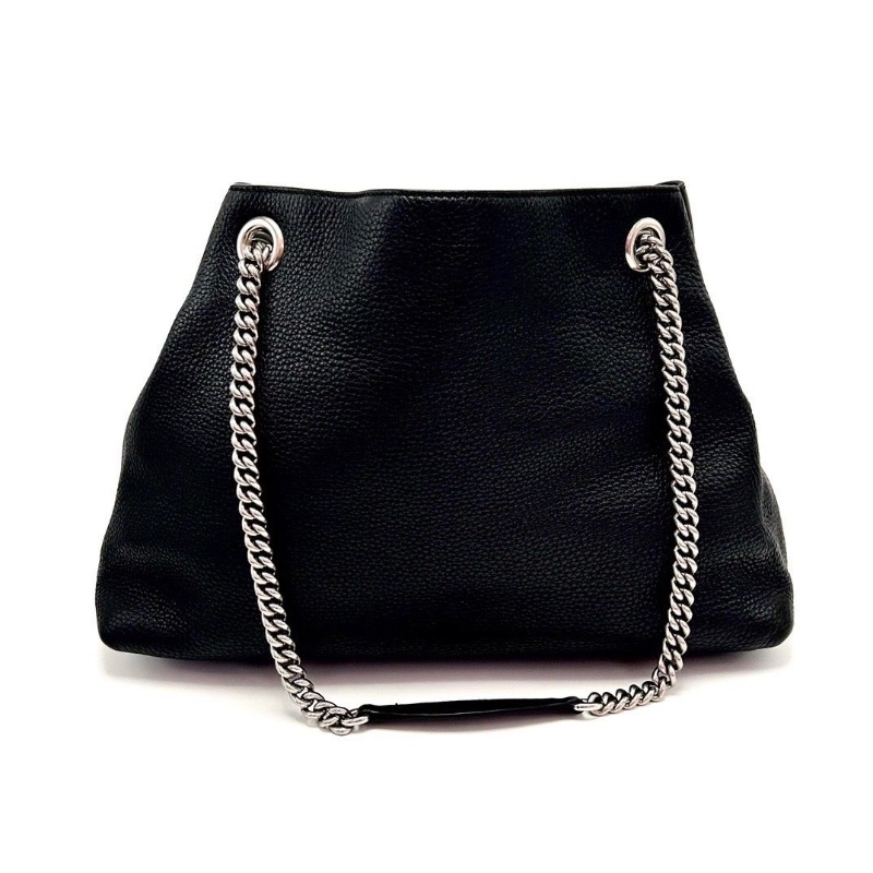 GUCCI 黑銀手工鉚釘全皮手提肩背腋下包37*15*12 98新配件塵袋-3