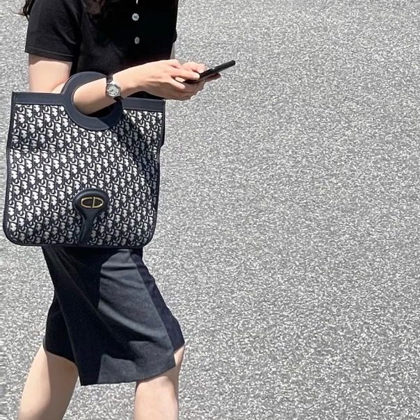 DIOR Oblique老花可折疊手提包38*32 98新配件塵袋保卡-0