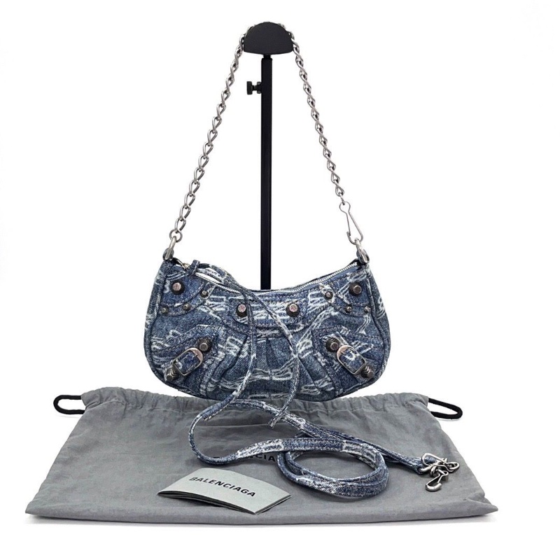 BALENCIAGA Le Cagole牛仔肩背斜背包21*10*4.5 98新配件塵袋-1