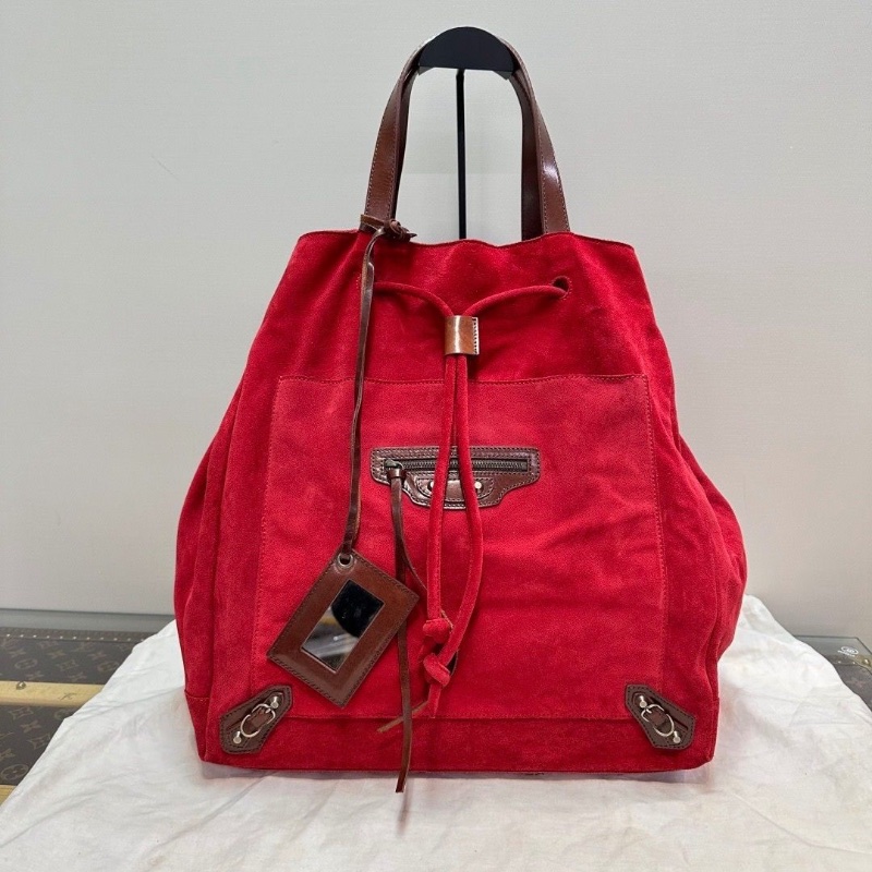 BALENCIAGA 紅棕拼色 麂皮手提托特包33*39*20 98新配件塵袋-1