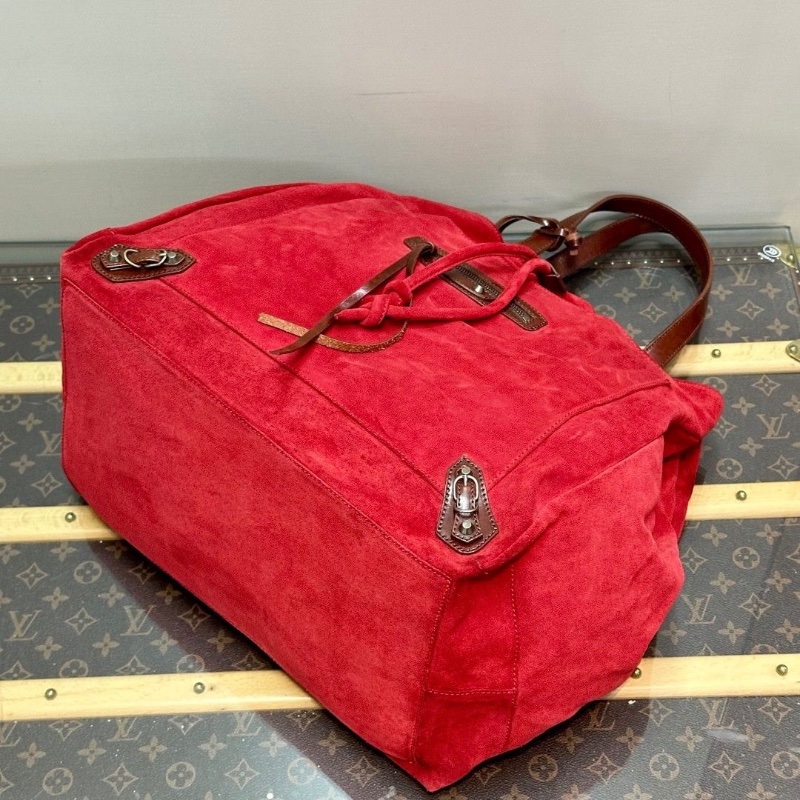 BALENCIAGA 紅棕拼色 麂皮手提托特包33*39*20 98新配件塵袋-6