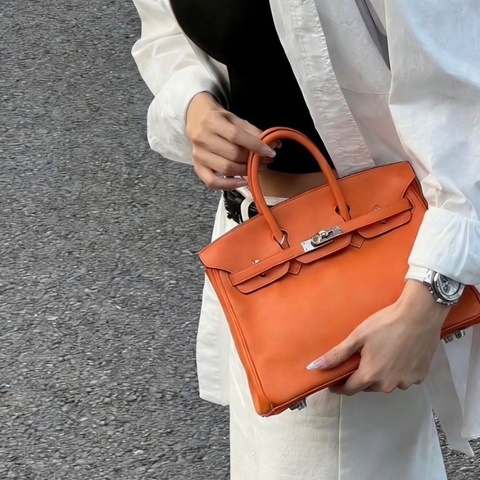 Hermes Birkin35 橙色銀扣 Epsom皮35*26*18 98新配件塵袋 鑰匙*2 鎖
