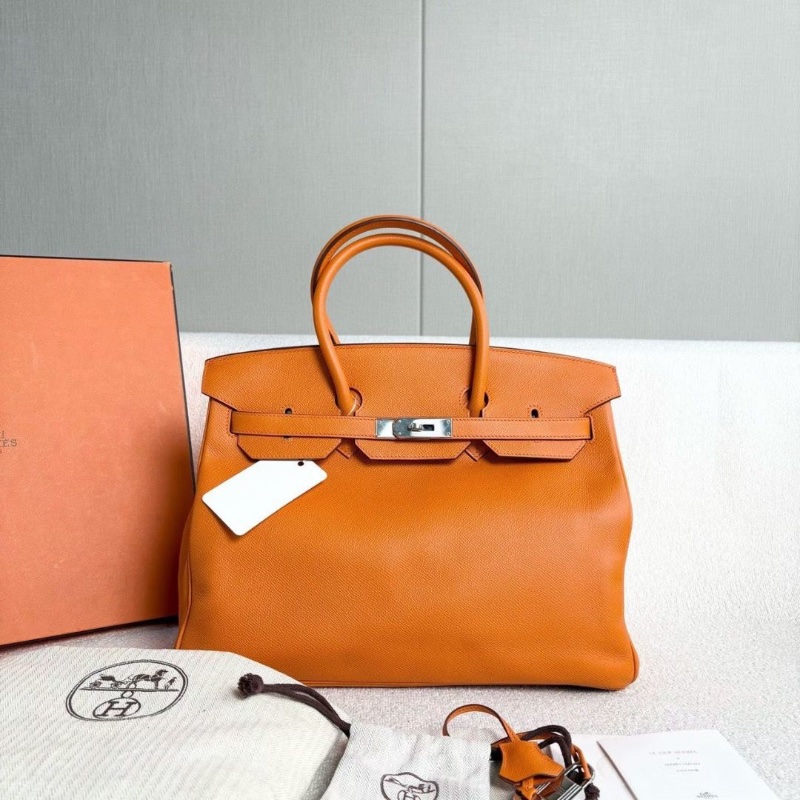 Hermes Birkin35 橙色銀扣 Epsom皮35*26*18 98新配件塵袋 鑰匙*2 鎖-1