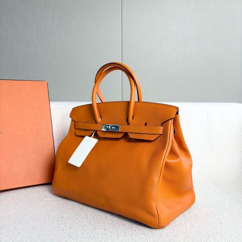 Hermes Birkin35 橙色銀扣 Epsom皮35*26*18 98新配件塵袋 鑰匙*2 鎖-3
