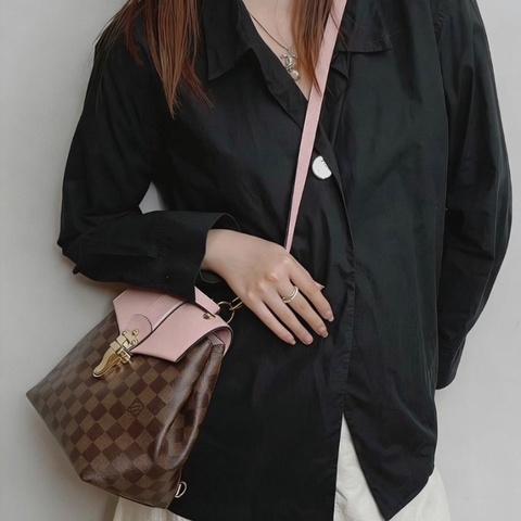 LV Clapton後背包 棕棋盤格拼粉色 金扣20*21*11 98新配件塵袋