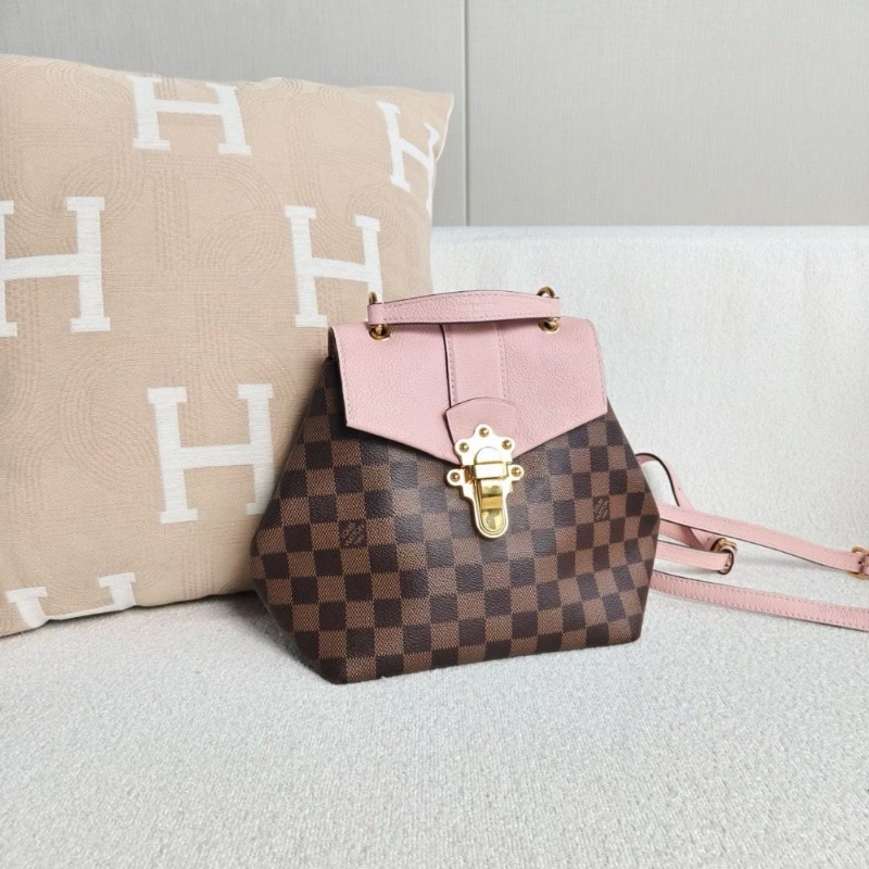 LV Clapton後背包 棕棋盤格拼粉色 金扣20*21*11 98新配件塵袋-3