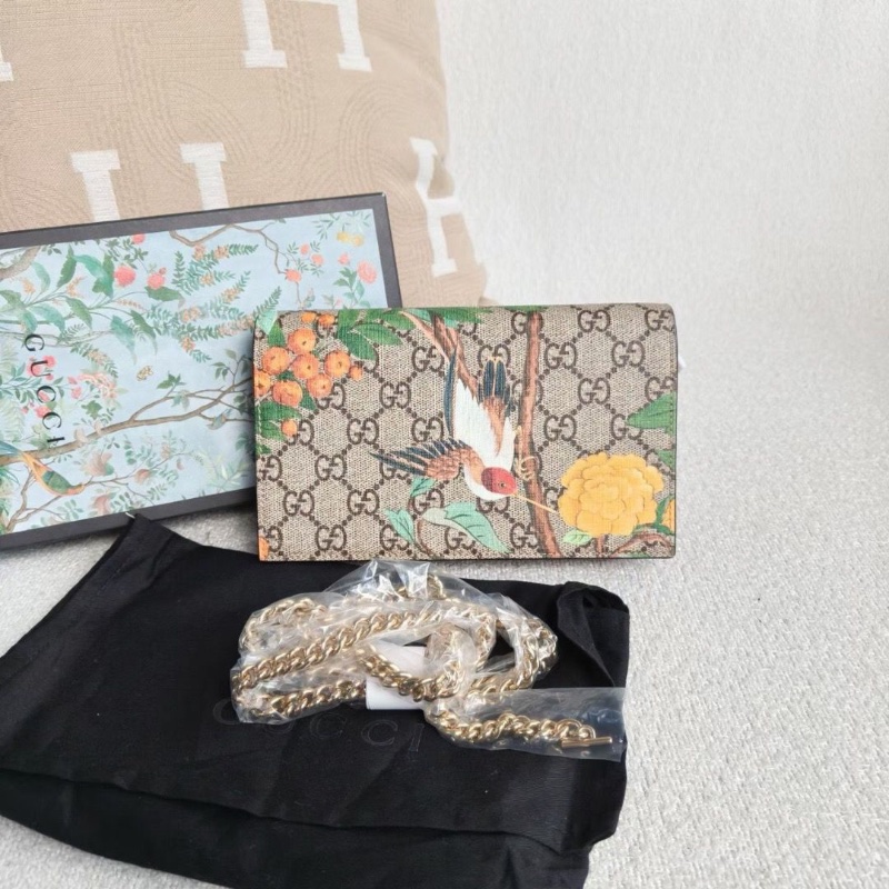 Gucci 老花鳥刺繡鏈條包19*12*3 98新配件盒子塵袋-2