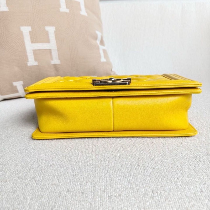 Chanel Leboy中號 黃色牛皮 外縫線 25*15*6.5 98新配件塵袋-5