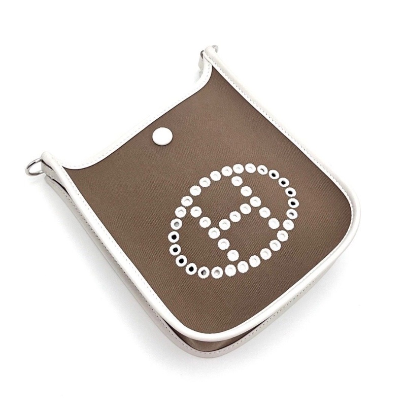 HERMES 伊芙琳大象灰帆布拼皮mini肩背斜背包16*18*5 98新配件盒子塵袋購證-2