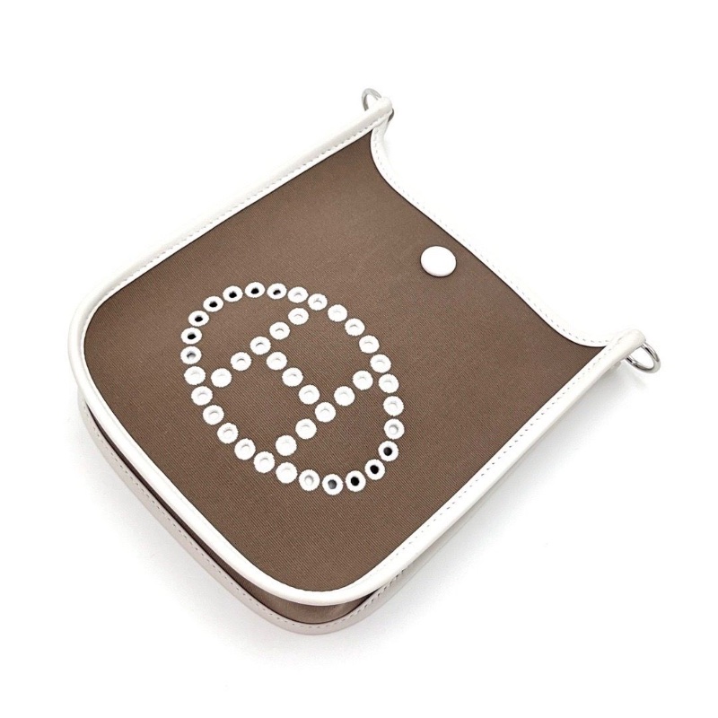 HERMES 伊芙琳大象灰帆布拼皮mini肩背斜背包16*18*5 98新配件盒子塵袋購證-3