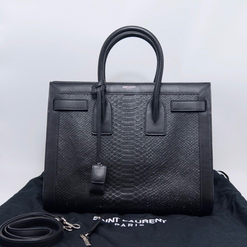 YSL 黑色蛇皮手提肩背斜背32*27*15 98新配件塵袋-1