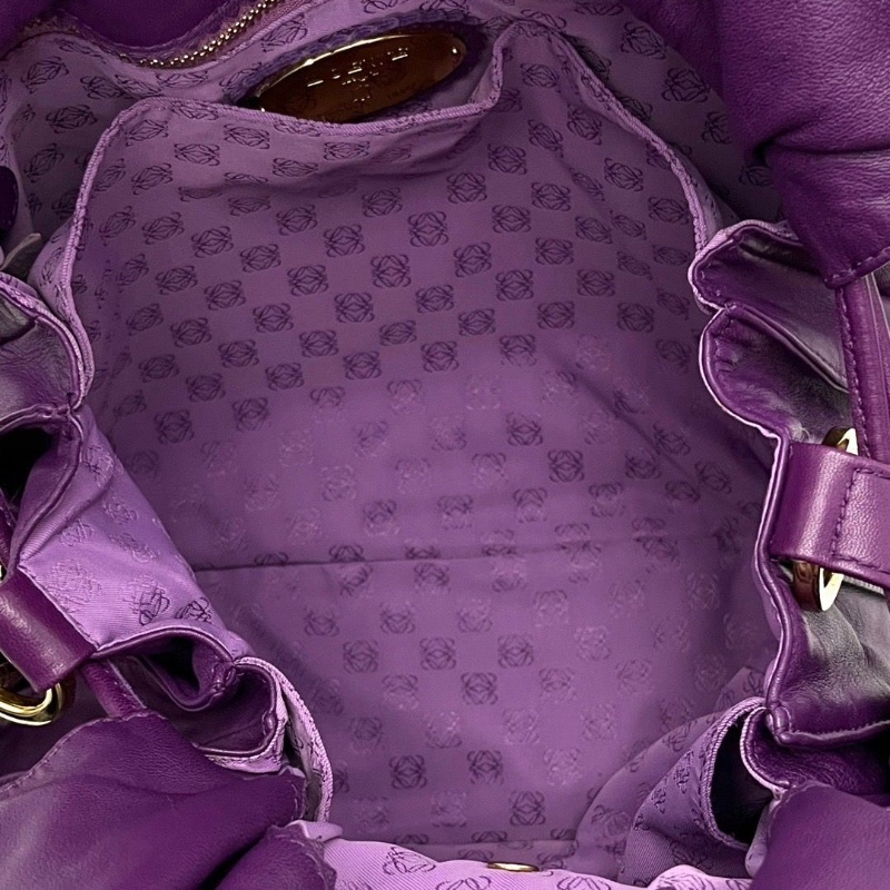 LOEWE FIamenco系列紫色 流蘇福袋肩背斜背包28*26*10 98新配件塵袋-3