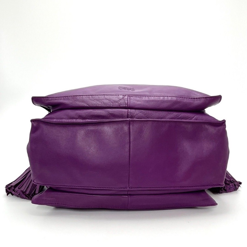 LOEWE FIamenco系列紫色 流蘇福袋肩背斜背包28*26*10 98新配件塵袋-5