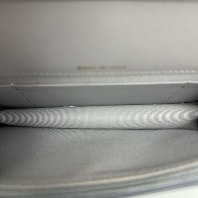 CHANEL 灰色金扣荔枝Woc肩背斜背鏈條包17*10*4.5 98新配件盒子塵袋-4