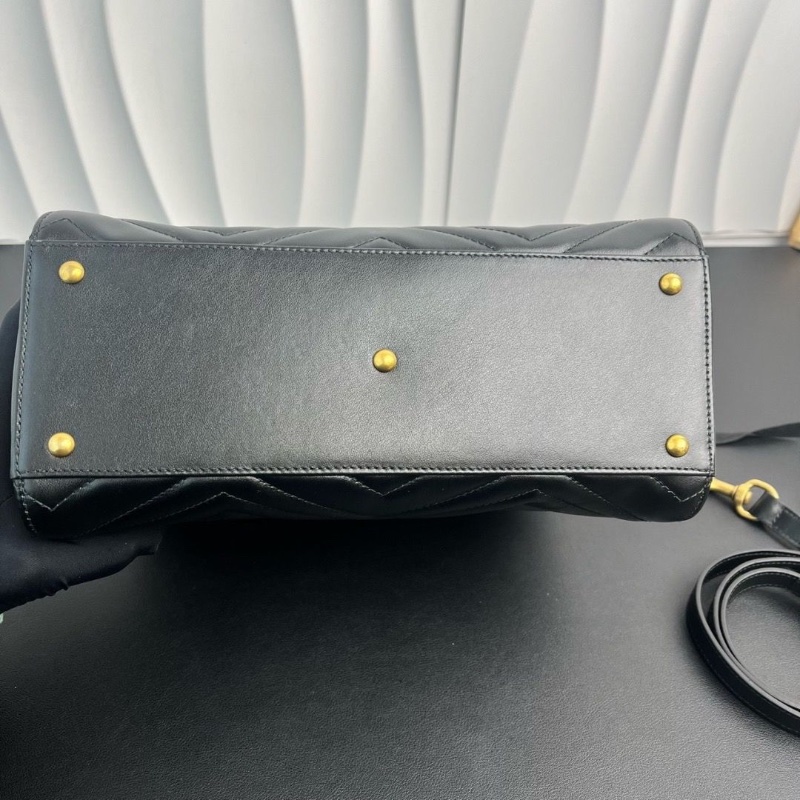 GUCCI Marmont 黑金手提包肩背包經典V紋金色雙G扣26*12*20 98新配件塵袋-2