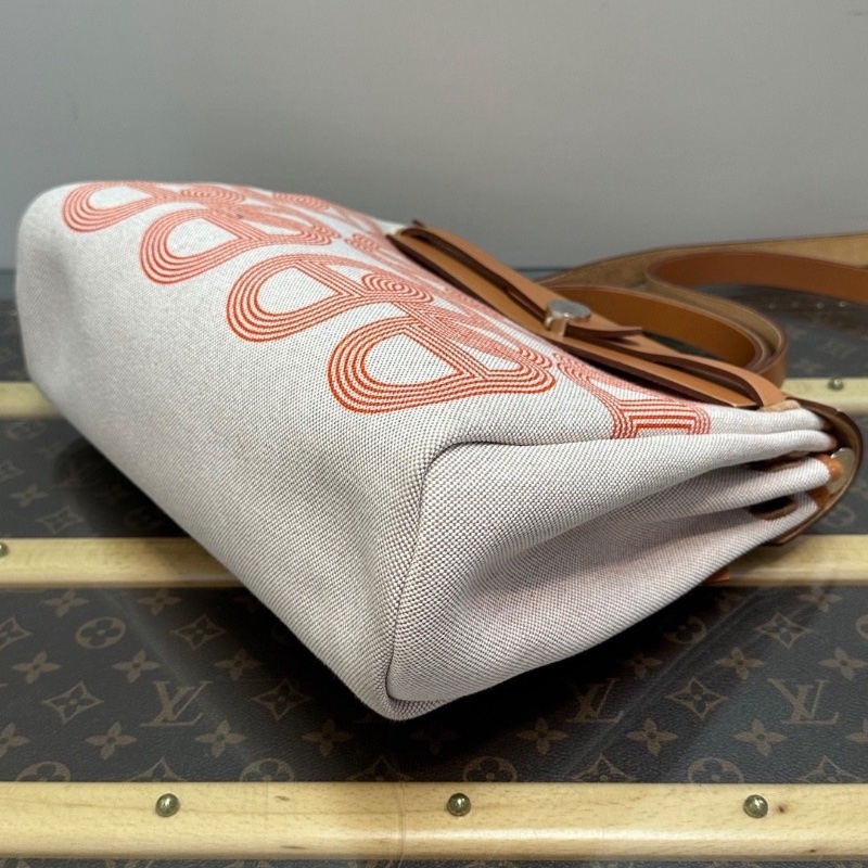 HERMES 帆布拼皮herbag31子母手提斜背包31*25*12 98新配件大小塵袋 鎖鑰匙-4