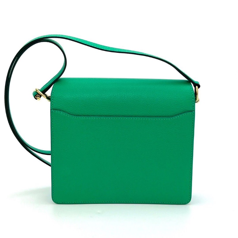 HERMES 竹子綠金扣 豬鼻子19肩背斜背包19*16*6 98新配件盒子塵袋購證吊牌毛毡布-3