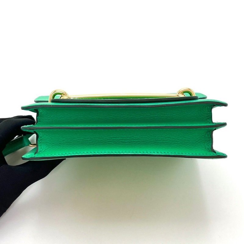 HERMES 竹子綠金扣 豬鼻子19肩背斜背包19*16*6 98新配件盒子塵袋購證吊牌毛毡布-5