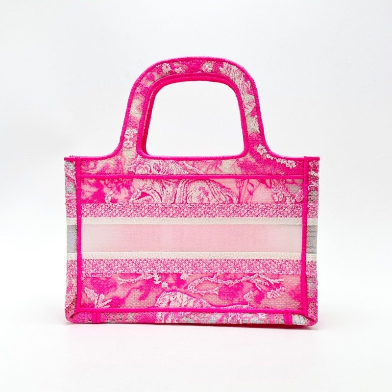 DIOR 粉色刺繡動物園鏤空Book Tote mini手提托特包 22.5*15*6 98新配件塵袋-3