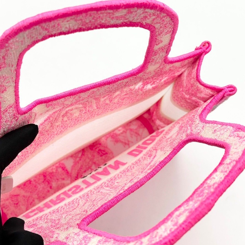 DIOR 粉色刺繡動物園鏤空Book Tote mini手提托特包 22.5*15*6 98新配件塵袋-5