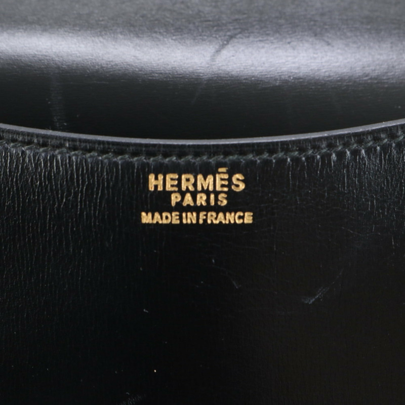 愛馬仕 Hermès 〇I 黑色女士雕花小牛皮單肩包-7