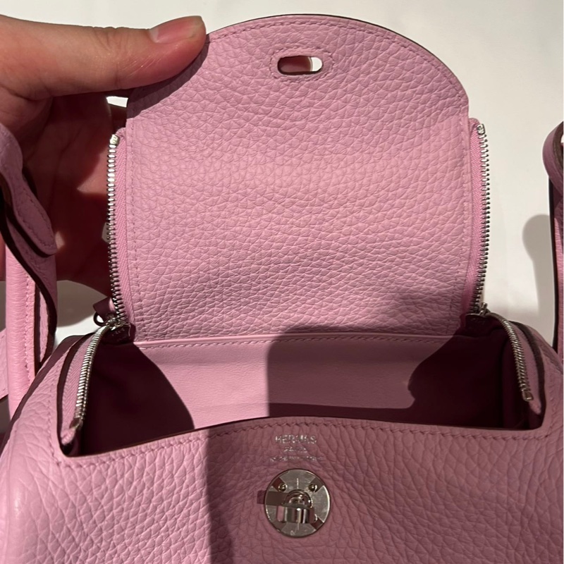 🌈Hermes💗Mini Lindy一代💗X9錦葵紫銀扣💗99新🌈TC皮🌟愛馬仕🌟-4