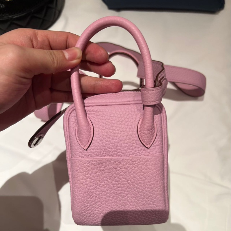 🌈Hermes💗Mini Lindy一代💗X9錦葵紫銀扣💗99新🌈TC皮🌟愛馬仕🌟-6