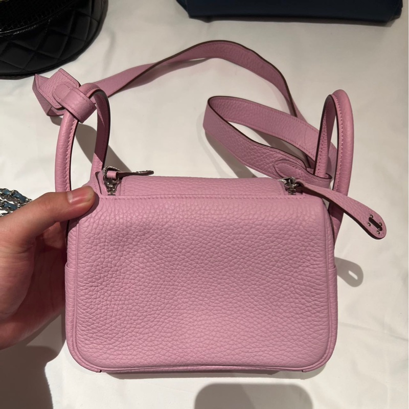 🌈Hermes💗Mini Lindy一代💗X9錦葵紫銀扣💗99新🌈TC皮🌟愛馬仕🌟-8