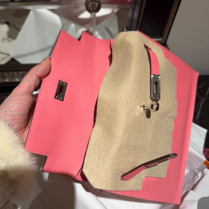 有購證W刻🩷 爱马仕 kelly danes 夏日粉 w刻 银扣 ec皮-5