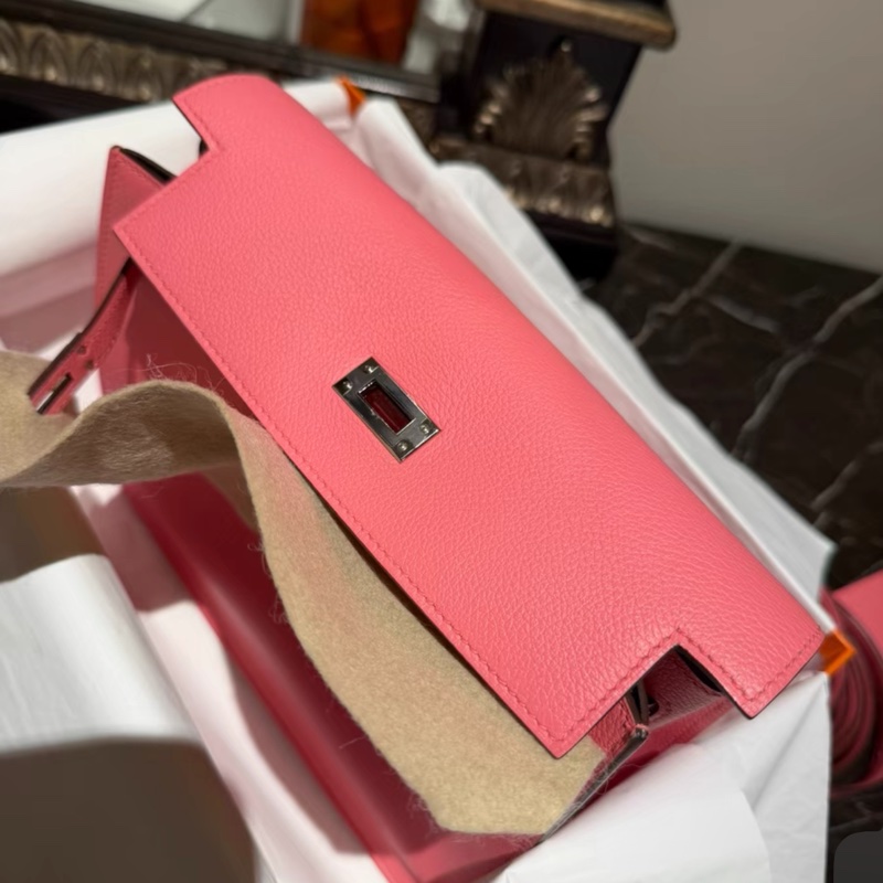 有購證W刻🩷 爱马仕 kelly danes 夏日粉 w刻 银扣 ec皮-7