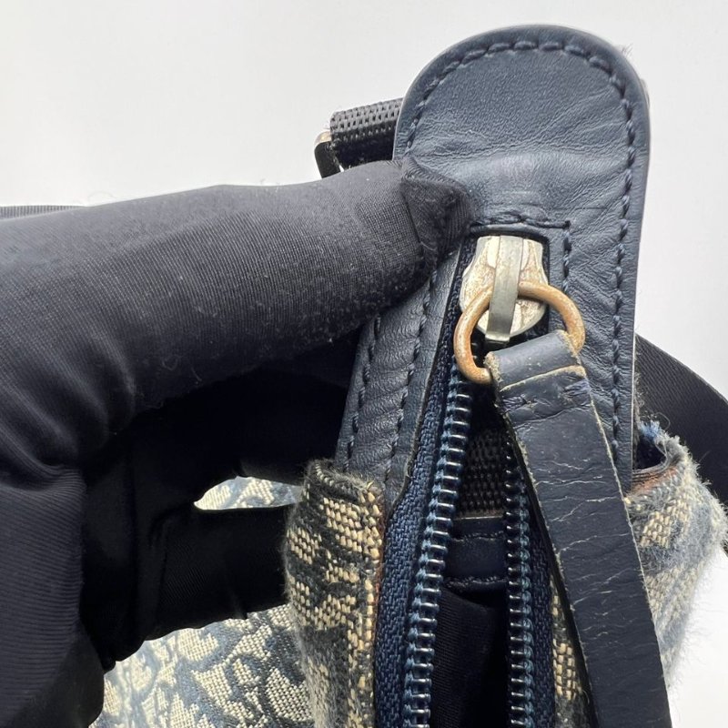 迪奧 Oblique 老花帆布郵差包-16