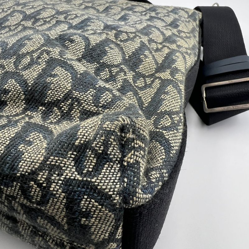 迪奧 Oblique 老花帆布郵差包-17