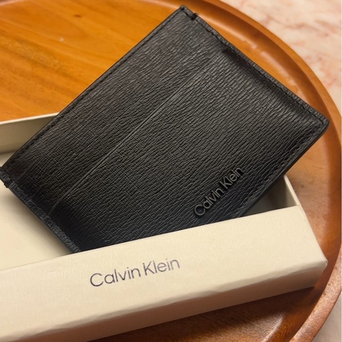 Calvin Klein 男士黑色皮革卡夾Saffiano Leather Card Holder