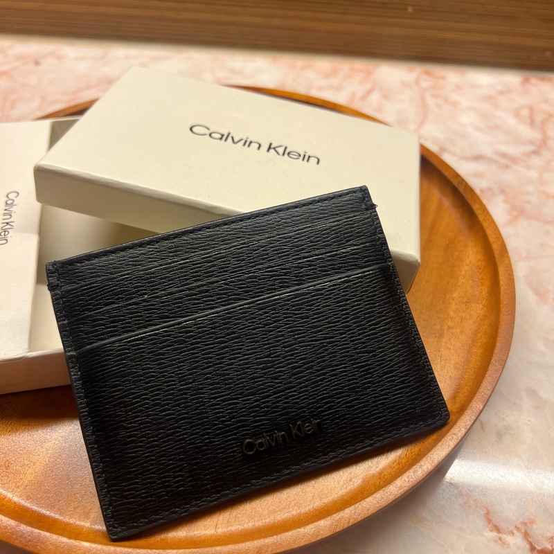 Calvin Klein 男士黑色皮革卡夾Saffiano Leather Card Holder-1