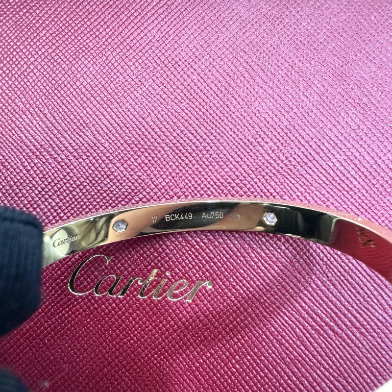 卡地亞帶鑽手環Cartier LOVE 18金寬版4顆鑽石手環B6035917-11