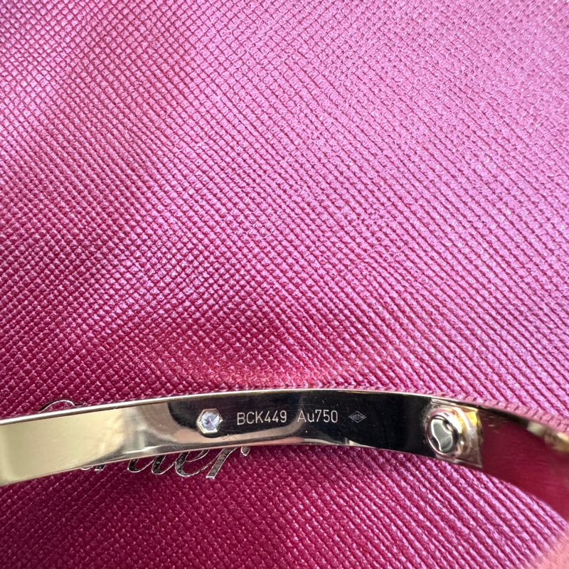 卡地亞帶鑽手環Cartier LOVE 18金寬版4顆鑽石手環B6035917-14