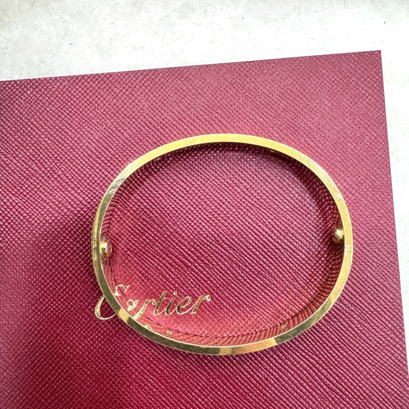 卡地亞帶鑽手環Cartier LOVE 18金寬版4顆鑽石手環B6035917-24