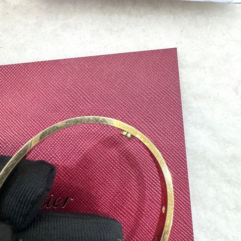 卡地亞帶鑽手環Cartier LOVE 18金寬版4顆鑽石手環B6035917-28